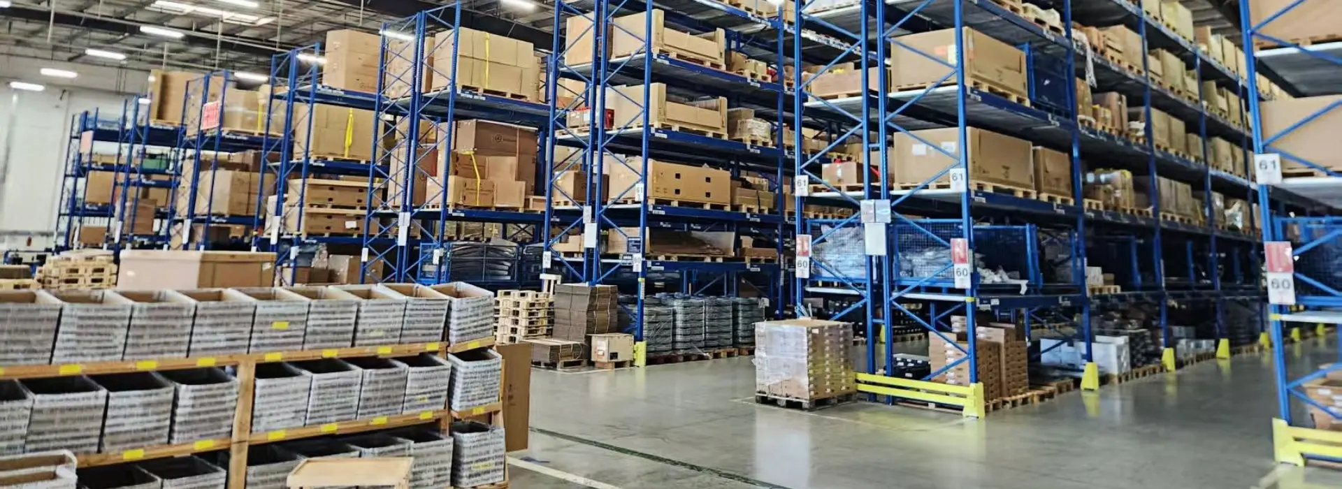 Auto parts wholesale warehouse with large inventory and multiple SKUs ready for bulk orders